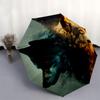 "Fire & Ice Wolf: Unique Dual Color Wildlife Art Print" Umbrella, Portable 3 Fold Compact Umbrella for Men & Women,S121