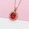 Fialová Zlatá Barva Zlatá Móda Lehký Luxus Elegantní Temperament Pozlacená Růžovým Zlatem Květinový Vaječný Povrch Červený Kámen Přívěsek Řetízek na Klíční kost