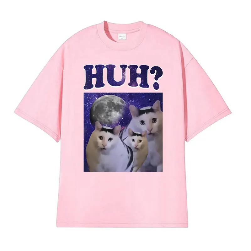 Funny Huh Meme Cat Humor T Shirt Trending Unisex Fashion Vintage Tee Shirt Summer Casual Cotton Short Sleeve T-shirt Tops