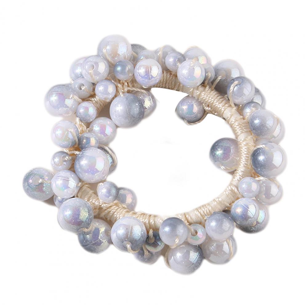 Colorful Faux Pearl Hair Rope High Elastic Rubber Band Hair Tie Women High Ponytail Holder Hair Accessory
