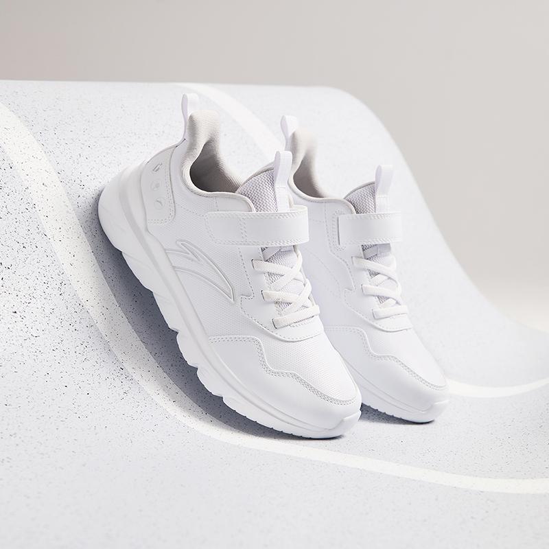 Anta Kids Vitality Synthetic Leather Simple Versatile Lightweight Shock Absorbing Low Top Running Shoes Kids sneaker White A12435568-5