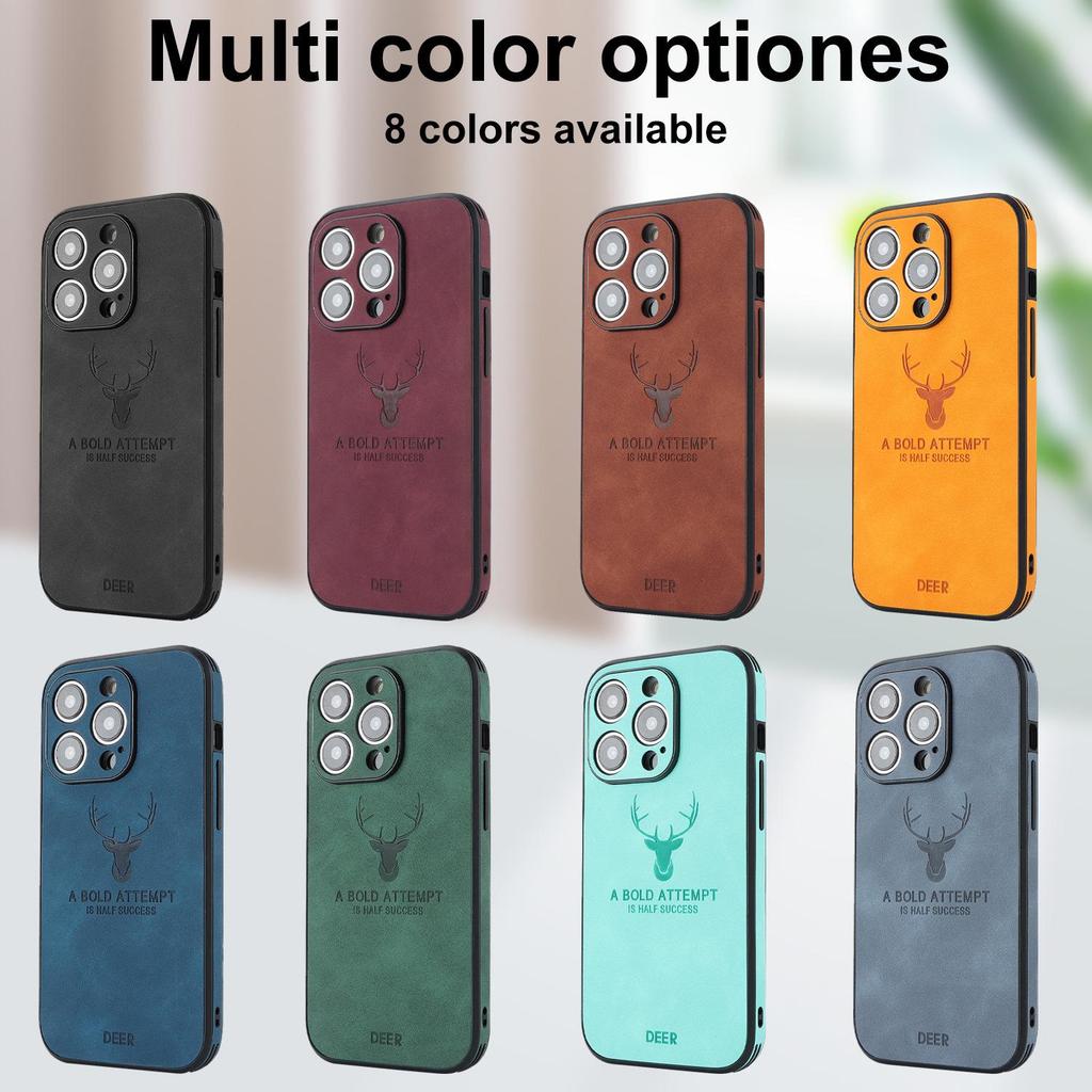 Magnetic Leather Phone Case for iPhone 11-16, Compatible with iPhone 12-15 Pro Max, Elk Head Design, Japanese & Korean Style