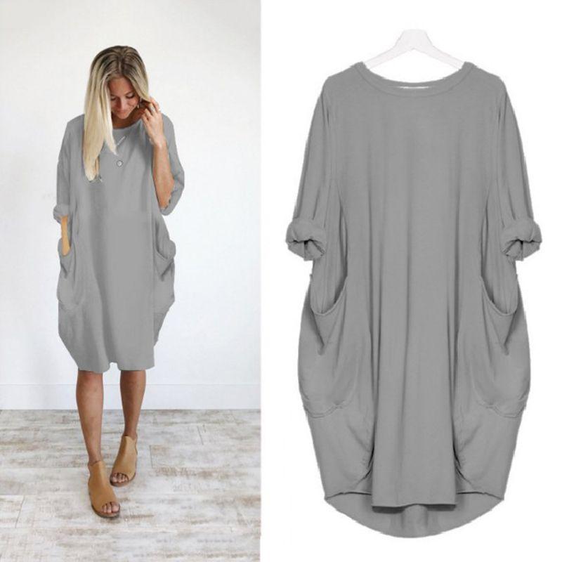 Elegant Women Stretch Loose Baggy Jumper Tops With Pockets For Perfect Party Look
