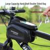 Hard Shell Waterproof Bicycle Beam Bag with Phone Holder - Large Capacity, Double-Sided for Mountain & Road Bikes.