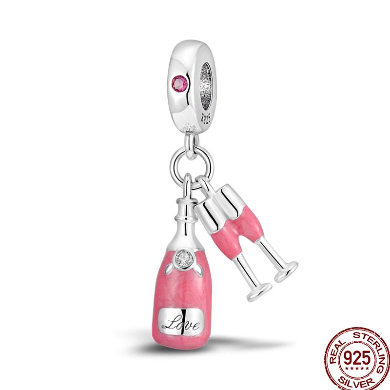 Copper Pink Puppy Flower Bird Pink Charm Beads Suitable For 3Mm Original Bracelet Diy Jewelry Gift