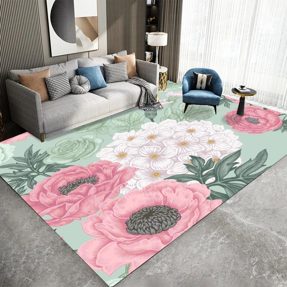 Flower Print Bedroom Floor Mats Decoration Home Living Room Floor Mats