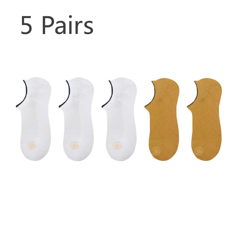 5 Pairs of Boat Socks Men's 3A Antibacterial Thin Socks Men's Summer Mesh Breathable Thin Shallow Mouth Anti-odour Invisible Socks