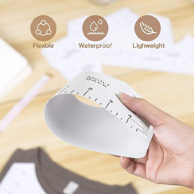8Pcs Clear PVC T-Shirt Ruler Guide Sewing Tool For Heat Press Shirt Centering Alignment Fabric Marking Tailoring Project