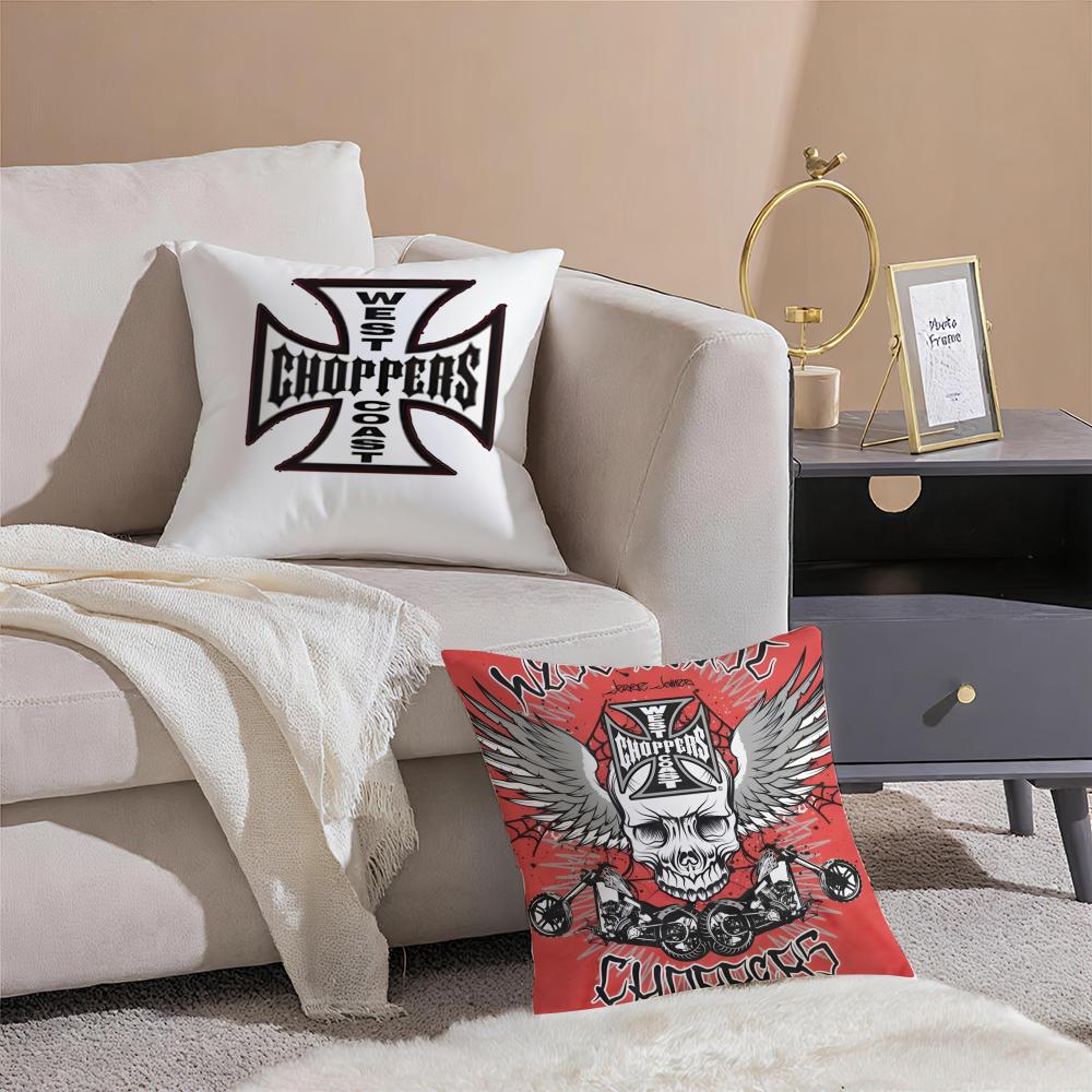 Brand Biker W-West Coast Choppers Cushion Cover Throw Pillow Cover Hidden Button Durable Polyester Chair Cushion