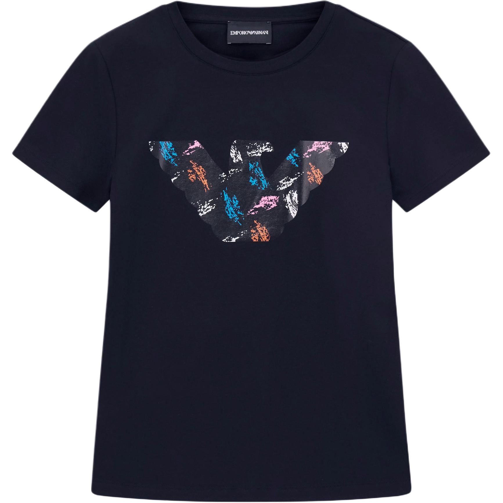 Emporio Armani FW25 Round Neck Graphic Print Slim Fit Short Sleeve T-Shirt Women tops EW000896-AF12571-MC334 M