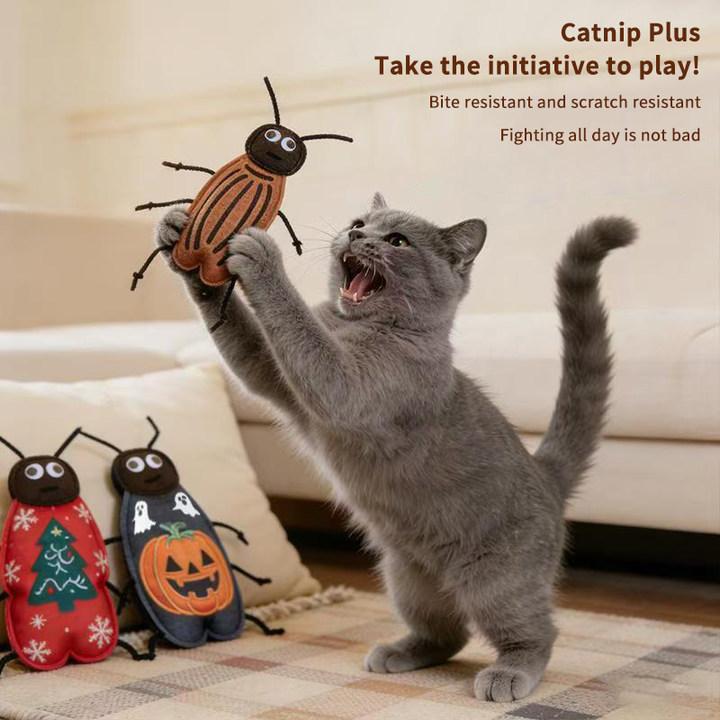 Katzen-Spielzeug zum Jagen, Knabbern, Katzenminze, Filz, Kakerlake, Interaktiv, Zahnpflege, Kätzchen-Spielzeug, Bissfest, Zähne schleifen, Katzen-Spielzeug Zubehör