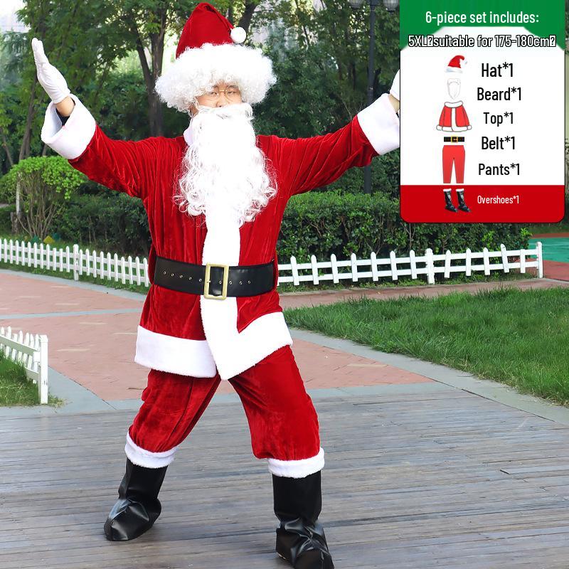 Adult Santa Claus Costume Set - Men's & Women's Plus Size Christmas Outfit