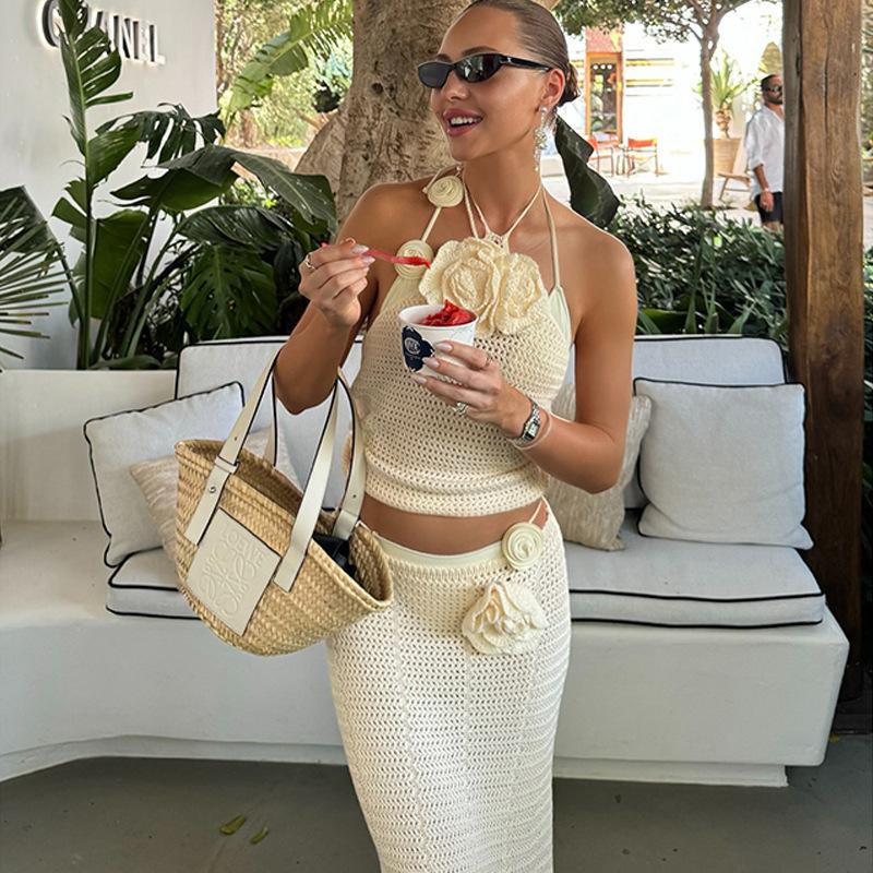 

Новый женский однотонный вязаный пляжный купальник бикини с плавающим цветком, платье-худи L