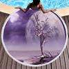 Celestial Bodies Moon Blue Night Sky Round Beach Blanket Super Soft Polyester Absorbent and Sandproof Beach Towel Picnic Blanket