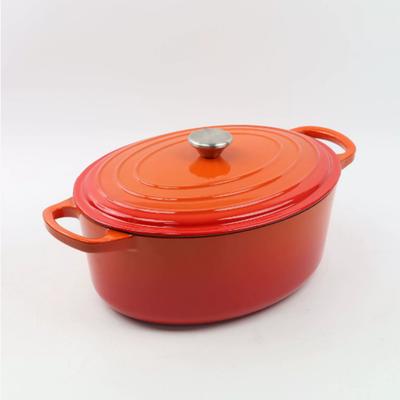 Hrnec na pečení chleba, dušení, smažení, smaltovaný litinový kuchyňský hrnec, nepřilnavý hrnec Dutch Oven, oválný horký hrnec s víkem a uchy