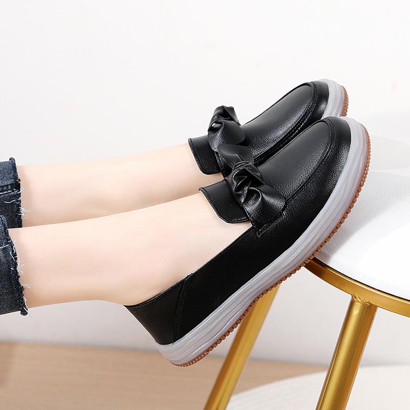 Fashion Genuine Leather Fashion Wedge Women Flats Retro Shoes Woman Slip On Women Shoe Moccasins Comfortable Tenis Feminino Plus Size