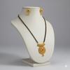 Traditional Maharashtrian Mangalsutra with Round Pendant & Earrings | Gold Plated Black Bead Long Chain