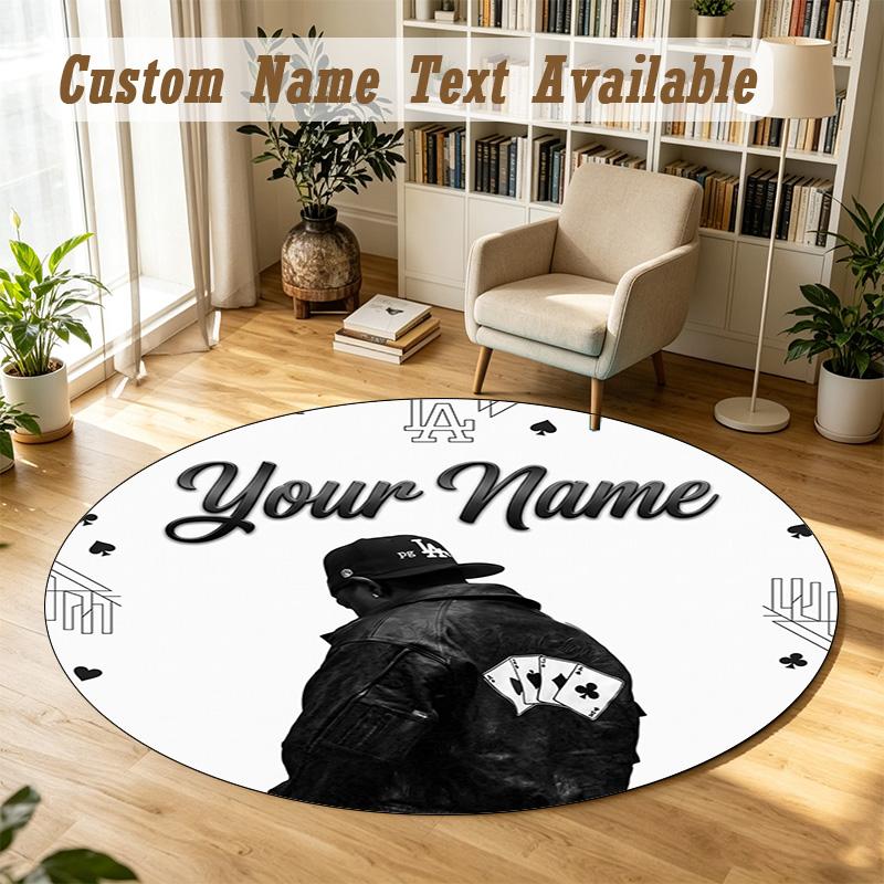 Round Rug Custom NameKendrick Lamar Pattern Non Slip Carpet Home Floor Decor