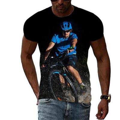 Nuova Tendenza Moda Estiva T-shirt da Uomo Bicicletta T-shirt Casual con Stampa Hip Hop Personalizzata Girocollo Corta Larga