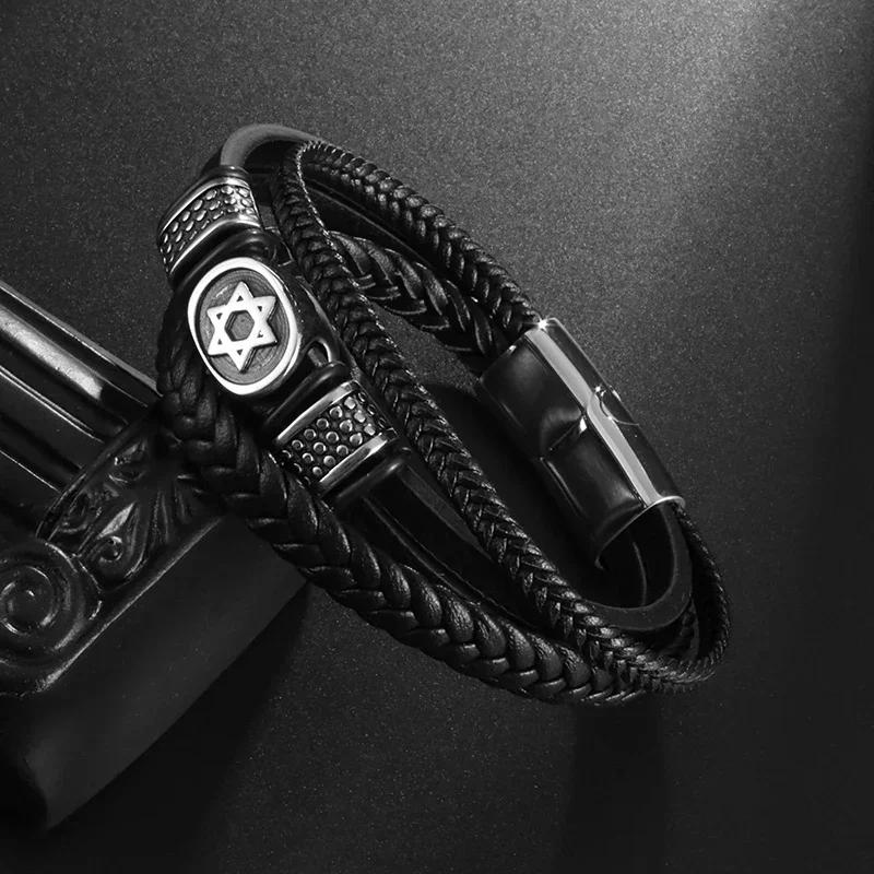 Mens Womens Couple Metal Infinity Sign Leather Bracelet Magnetic Closure Charm Bracelet Leather Wristband Casual Jewelry