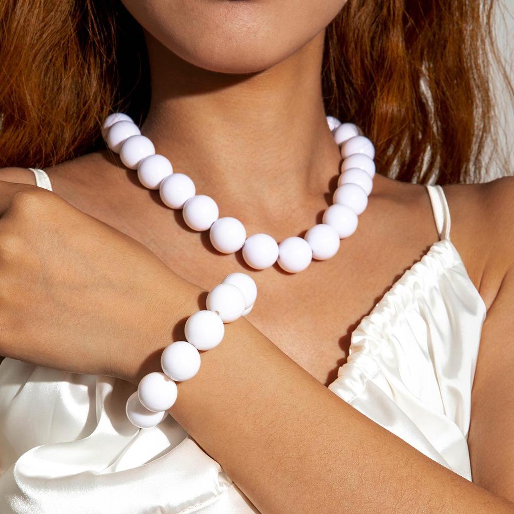 Sommerlich Frisch und Lebhaft Bunte Übertreibene Perlen Schmuck Damen Schmuckset Reise, Strandurlaub Dopamin Stil Halskette