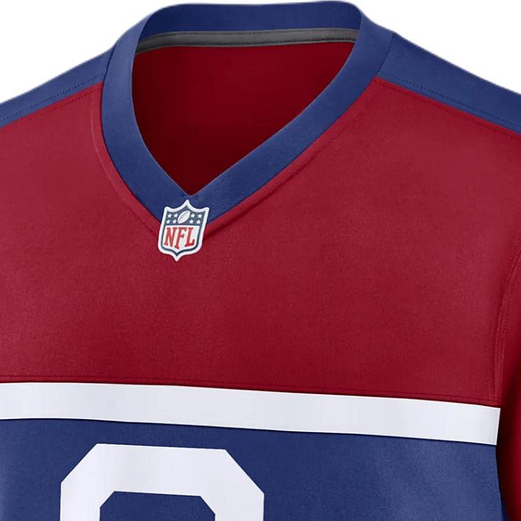 Nike X NFL Daniel Jones New York Giants Letter Number Print Color Block V-Neck Short Sleeve Football Shirt Men tops Red 67NM0AAL8IF-007