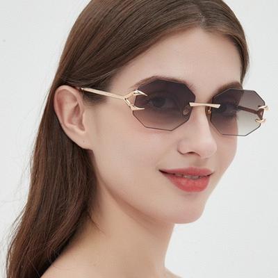 Neue Damen Sonnenbrille Lustig Achteckig Trend Personalisiert Tönung Mode Retro Rahmenlos Vielseitig Sonnenschutz Sonnenbrille