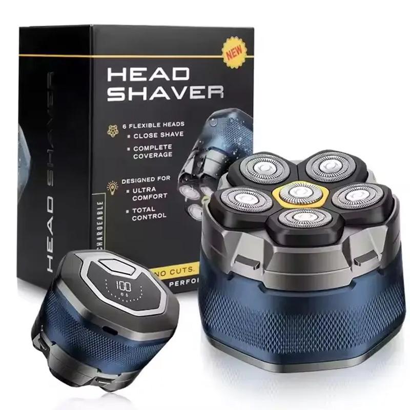 Waterproof 6D Head Bald Shaver Magnetic Head Shaving Machine Cordless Electric Mini Rotary Shavers For Men with LED Display