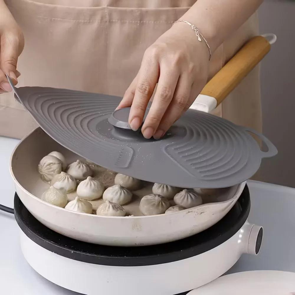 Heat-resistant Silicone Lid Anti Splatter Dust-proof Microwave Splash Lid with Handle Sealed Pot Cover Food Preservation