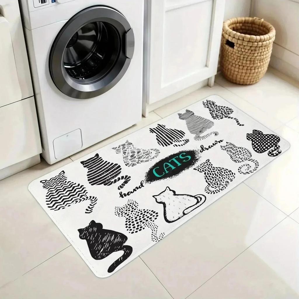 1PC Paw Prints Kitchen Rug Non-Slip Door Mats Pop Design Bathroom Rug Bath Mat Carpet for Home Sink Laundry Decor