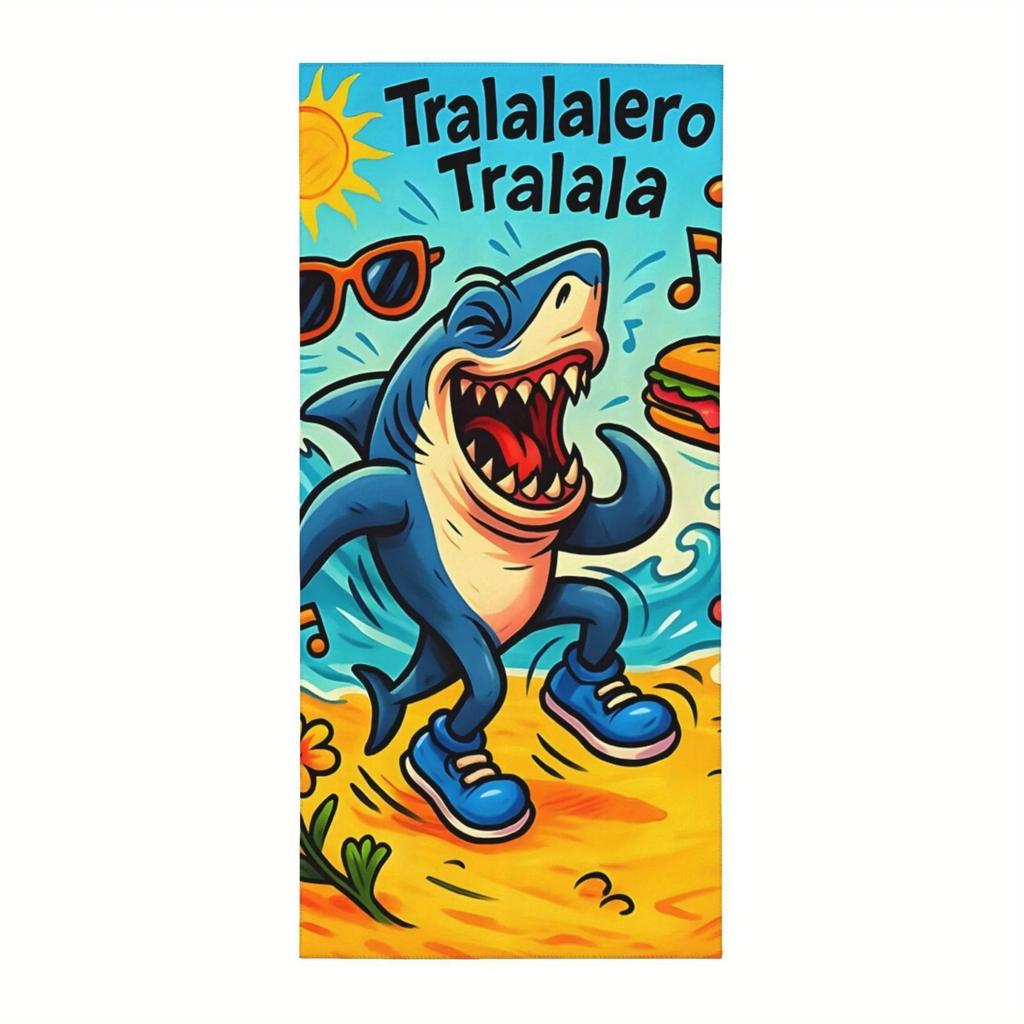 Tralalalero Dancing Shark Beach Towel 2D Single Print Colorful Home Accessory Playful Summer-Themed Durable Beach Pool Use Towel