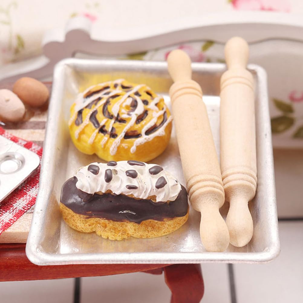 FUN 72pcs Mini Rolling P for Crafts Small Wooden Rolling P for Kids Wood Dough Roller Models for Baking Dollhouse Kichen Accessories - 1.96 Inch