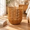 OpenLidless Laundry Basket Brown Woven Hamper with Carry Handles Sturdy for