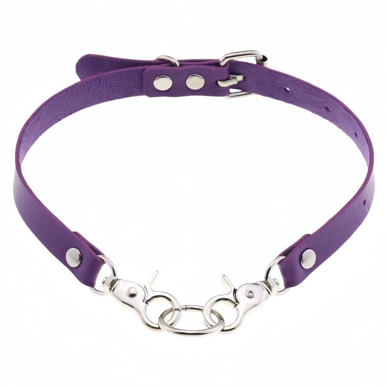 Punk Harajuku Persönlichkeit Mode Kettenverschluss Schlüsselbein Kette Sexy Einfach Mehrfarbig PU Leder Metall Halskette Schlüsselbein Kette