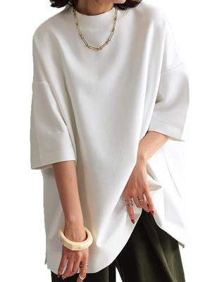 Antiqua Women's Mock Neck Ponte T-Shirt, ZA-00135, Free Size 03, Off-White