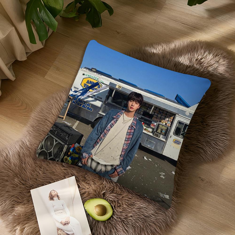 Hot Kpop Boy Pillow Case Sofa Living Room Headboard Bedroom Backrest Cushion Square Cushion  J-jin-Music Cool Nap Time