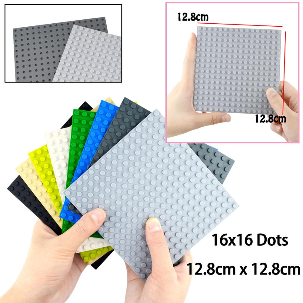 2 Stück DIY Bausteine 16*16 Noppen Lehrreiche Montage Bauplatten 16X16 Schmale Figuren Steine Grundplatte Entworfen Für Kinder