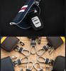 Men's Waist-Hanging Car Key Pouch with Stripe Zipper and Buckle