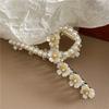 Hibiscus Camellia Flower Hairpin Large Size Grab Clip Female Summer Shark Clip Headdress Pearl Hairpin