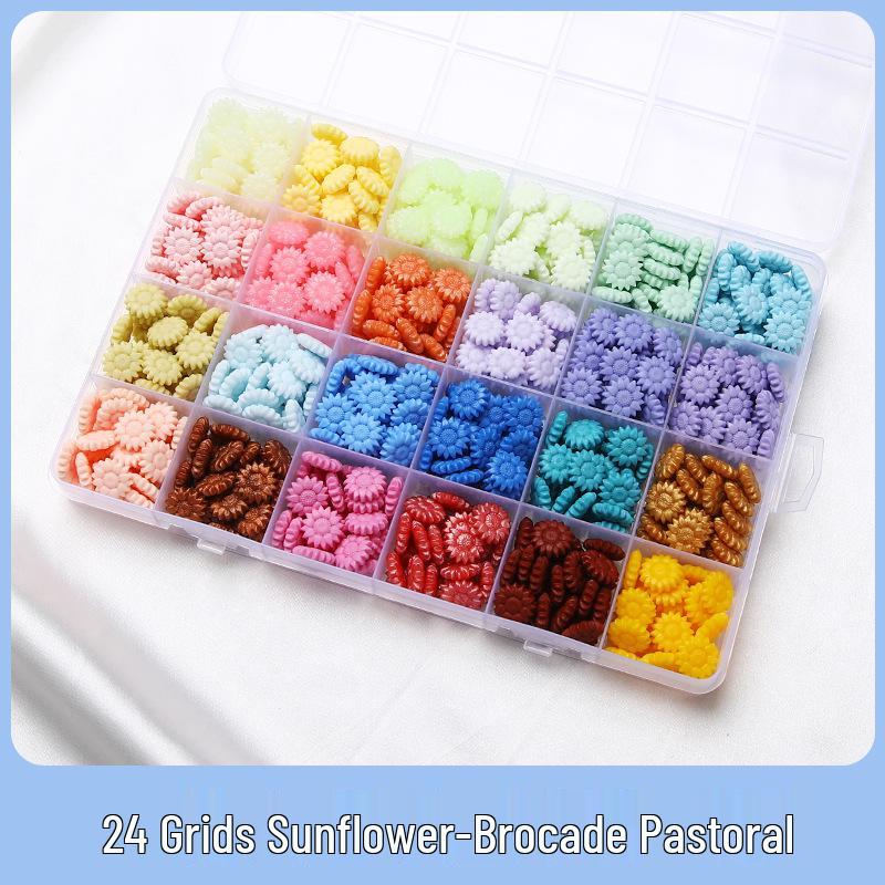 Sunflower Sealing Wax Granules In Transparent Box - Grid-Style Set with 10/15/24 Colors for Stamps