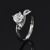 WishKJ Six-Claw Women's Engagement Ring - 1 Carat Simulated Diamond, Eight Hearts and Arrows Cut