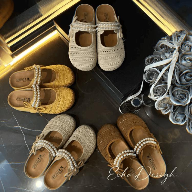 Platform-soled Boken Shoes Bag Head Half Slippers Women's Outer Wear 2025 New Spring and Summer One-pedal Pregnant Women Mary Jane Cool Slippers
