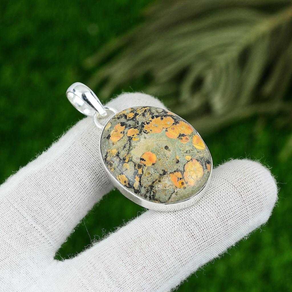 Mothers Day Deal Sterling Silver Maligano Jasper Gemstone Bezel Pendant Jewelry