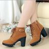 Autunno Inverno Stivali da donna con tacco alto Cinghie incrociate Stivali corti Comodi stivali impermeabili Caldi Taglie forti