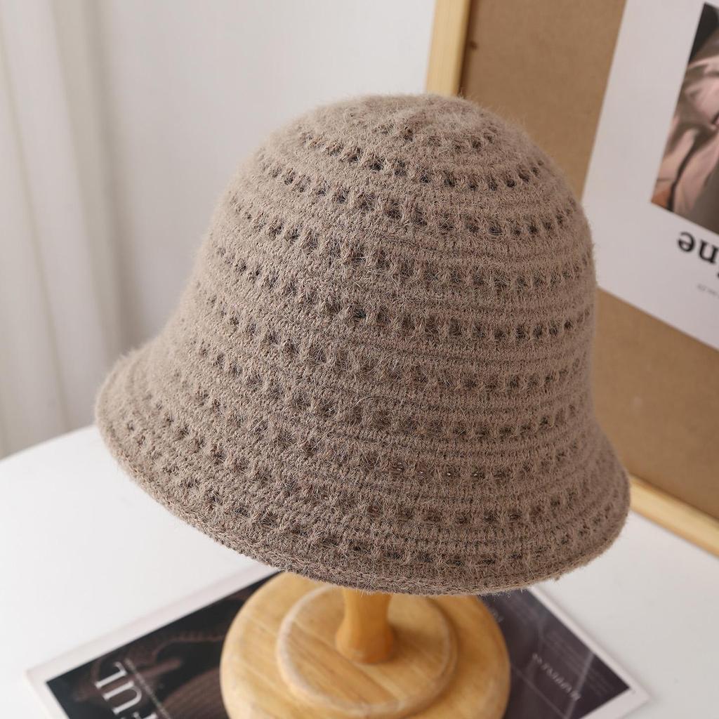 Winter Knit Bucket Hat For Women Thickened Solid Dome Fisherman Cap Cold-Proof Hat, Vintage Warm Keep Winter Fashion Accessory