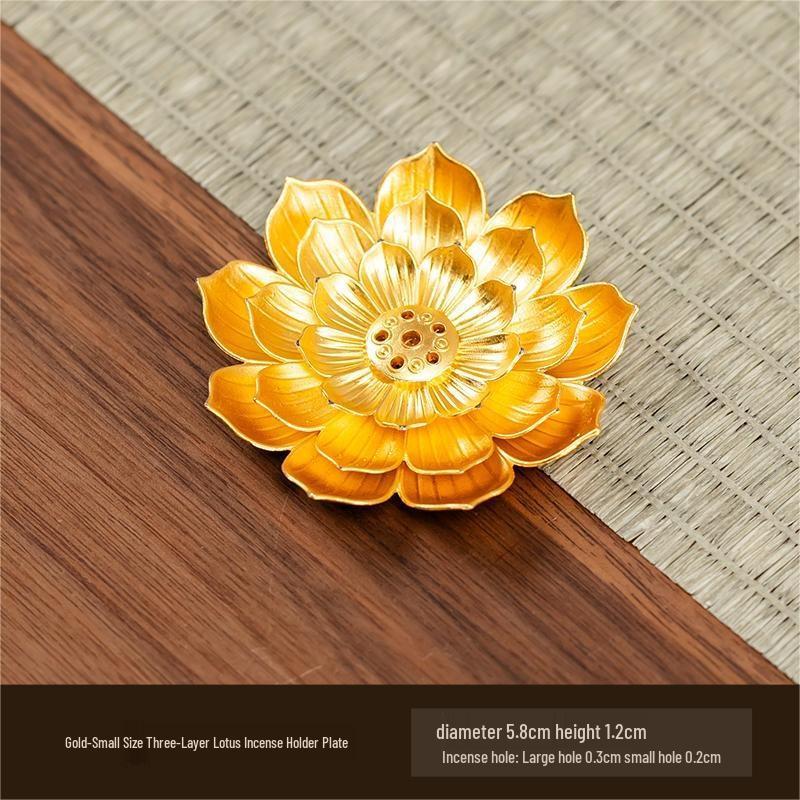 Double-Layer Antique Lotus Incense Burner for Tea Ceremony and Buddha Worship with Multi-Hole Sandalwood Stick Holder.