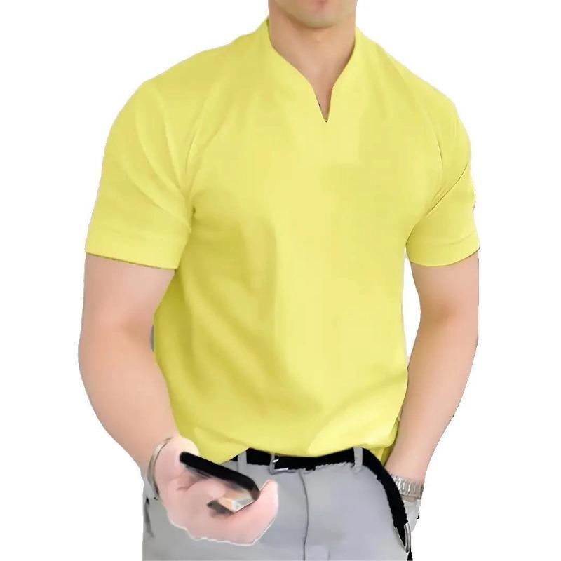 Koszulka męska fitness z bawełny z dekoltem w serek na lato 2023