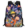 Cartoon NARUTO Pattern Lightweight Backpack With Front Pocket Adjustable Shoulder Strap Unisex Suitable For Children Age 6-10