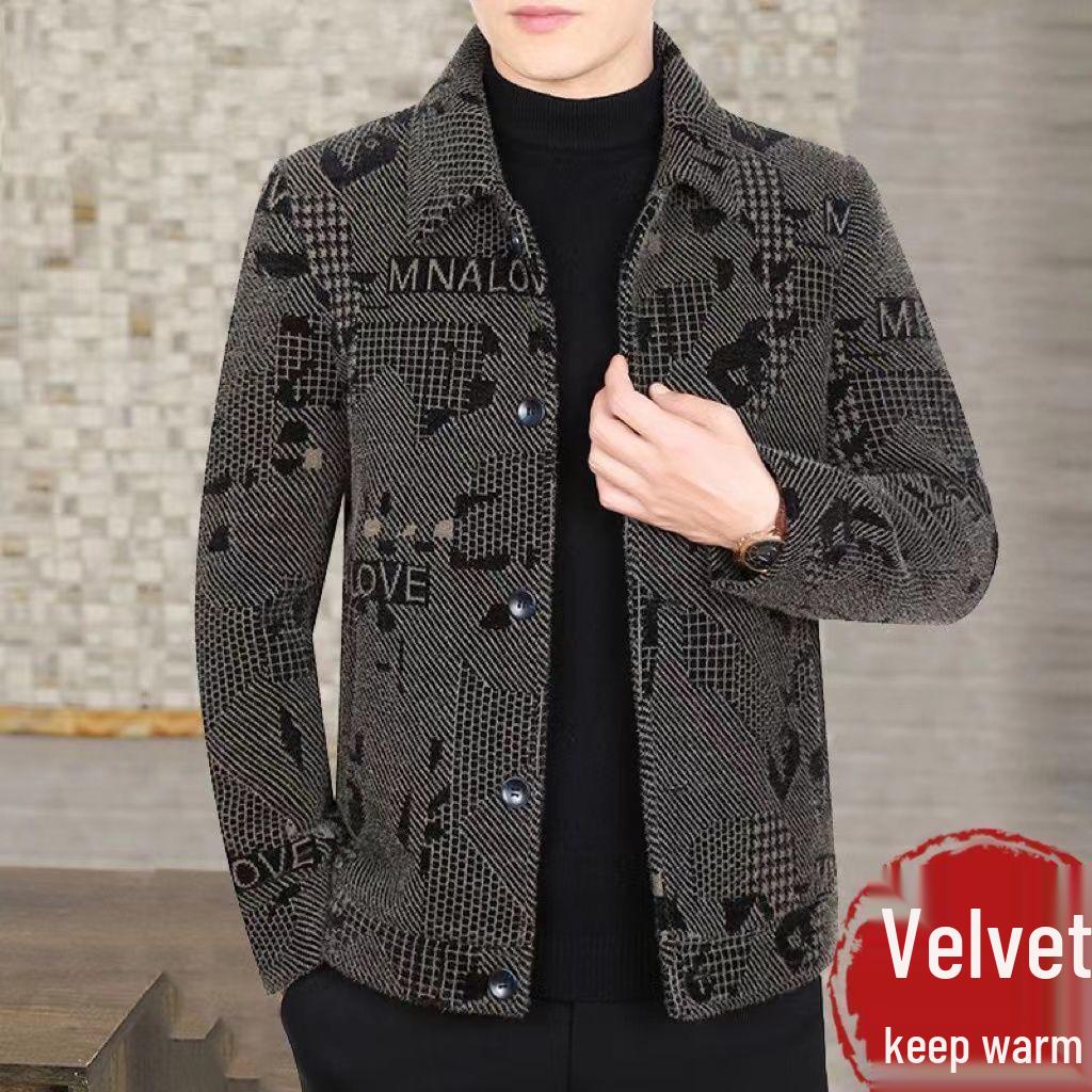 Men's Velvet-Lined Wool Jacket: Short, Thickened Winter Coat for Warmth and Style