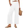 Women's Fashion -Colour Elasticated High-Waisted Cropped Trousers With Pockets